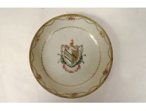 Porcelain armorial dish Compagnie des Indes coat of arms 18th century