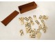 Old miniature domino game box wooden box bone tokens 19th century