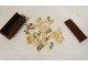 Old miniature domino game box wooden box bone tokens 19th century