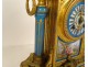 Sèvres porcelain clock regulates gilded columns gallant scene Napoleon III