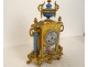 Sèvres porcelain clock regulates gilded columns gallant scene Napoleon III