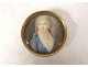 Round tortoiseshell wedding box 2 portrait couple miniatures 19th century Restoration