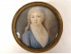 Round tortoiseshell wedding box 2 portrait couple miniatures 19th century Restoration