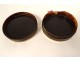 Round tortoiseshell wedding box 2 portrait couple miniatures 19th century Restoration
