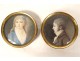 Round tortoiseshell wedding box 2 portrait couple miniatures 19th century Restoration