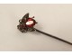 18K solid gold tie pin garnet-colored stone insect bee 20th century