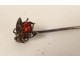 18K solid gold tie pin garnet-colored stone insect bee 20th century