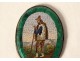 Malachite micro mosaic medallion Grand Tour shepherd character 19th century