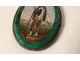 Malachite micro mosaic medallion Grand Tour shepherd character 19th century