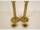 Pair of flambeaux candlesticks Restoration gilded bronze 19th century