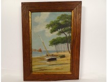 HSP marine painting Raymond Blossier landscape Breton side sailboats 20th century