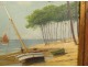 HSP marine painting Raymond Blossier landscape Breton side sailboats 20th century