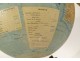 Terrestrial globe world map Geographer J. Forest 17-19 rue Buci Paris 20th century