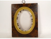 Miniature photo frame walnut magnifying glass gilded brass 19th century