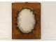 Miniature photo frame walnut magnifying glass gilded brass 19th century