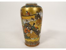 Japanese porcelain vase Satsuma gilding characters Japan early 20th century