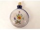Secouette round snuff box Quimper earthenware dial gusset watch flowers 19th century