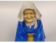 Large Nicot earthenware sculpture Henriot Quimper old woman distaff 20th century