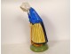 Large Nicot earthenware sculpture Henriot Quimper old woman distaff 20th century
