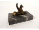 Paperweight sculpture gilt bronze winged griffin turquin blue marble 19th century