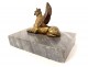 Paperweight sculpture gilt bronze winged griffin turquin blue marble 19th century