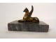 Paperweight sculpture gilt bronze winged griffin turquin blue marble 19th century