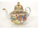 Chinese porcelain teapot Canton characters landscape birds gilding 19th century