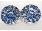 Pair of white-blue Chinese porcelain dishes with flowers for Vietnam Kangxi 18th