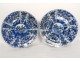 Pair of white-blue Chinese porcelain dishes with flowers for Vietnam Kangxi 18th