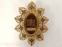 Tava enamelled brass reliquary medallion Blessed Pierre Chanel late 19th century