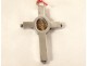 Reliquary cross solid silver pendant Real paper cross 19th century