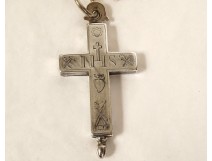 Reliquary cross solid silver pendant Real Madeleine Augustin Cross 19th