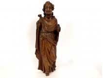 Saint John Calvary carved wood sculpture statue 17th century