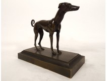 Bronze paperweight sculpture greyhound dog standing 19th century