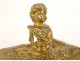 Gilt bronze paperweight sculpture bust of little girl cherub marble 19th century