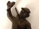 Statuette bronze sculpture hunter rifle Saint-Hubert partridge bird 19th century