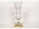 Large Medici vase cut crystal diamond points gilded bronze 20th century