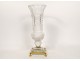 Large Medici vase cut crystal diamond points gilded bronze 20th century