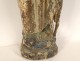 Large religious statue carved polychrome wood Saint-Roch dog 16th century