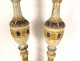 Pair of large polychrome carved wooden candlesticks 16th and 17th century candlesticks