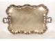 Large serving tray with handles Louis XV silver-plated metal vine 19th century