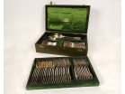 Housewife 62PC silver metal cutlery Christofle net model 20th century box