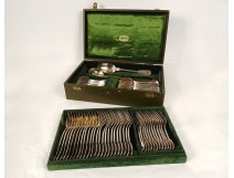 Housewife 62PC silver metal cutlery Christofle net model 20th century box