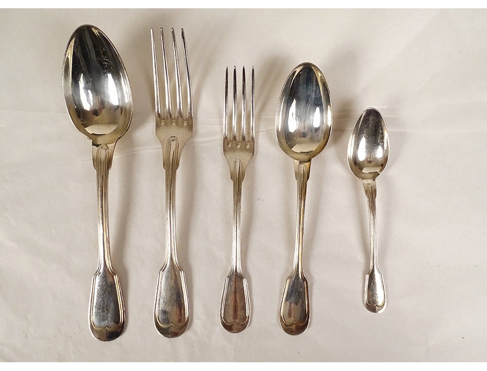 Coffret avec Couverts en Métal Argenté Fourchette et Cuillère