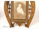 Pair of carved wooden frames straw marquetry Bird 19th