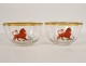 Pair of polylobed finger rinses enameled glass lions snakes late 19th century