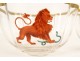 Pair of polylobed finger rinses enameled glass lions snakes late 19th century
