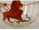Pair of polylobed finger rinses enameled glass lions snakes late 19th century