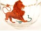 Pair of polylobed finger rinses enameled glass lions snakes late 19th century