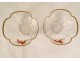 Pair of polylobed finger rinses enameled glass lions snakes late 19th century